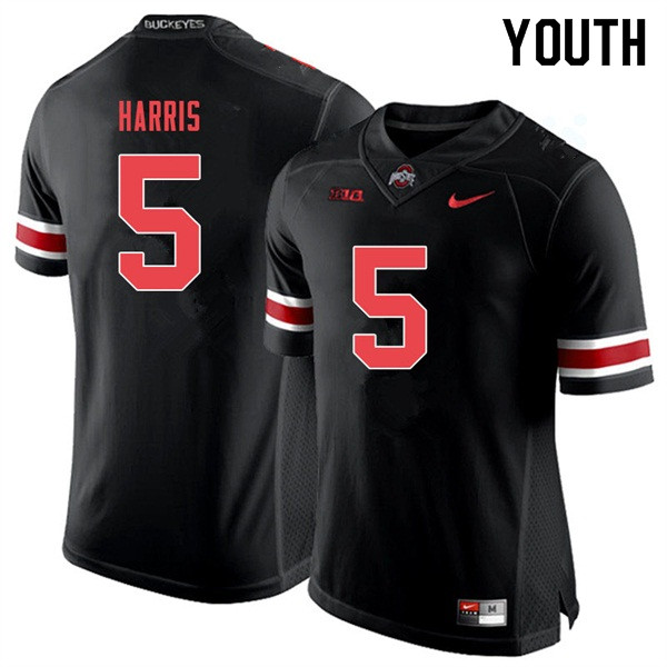 Youth Ohio State Buckeyes #5 Jaylen Harris Blackout Authentic College Stitched Football Jersey 23LY041DG